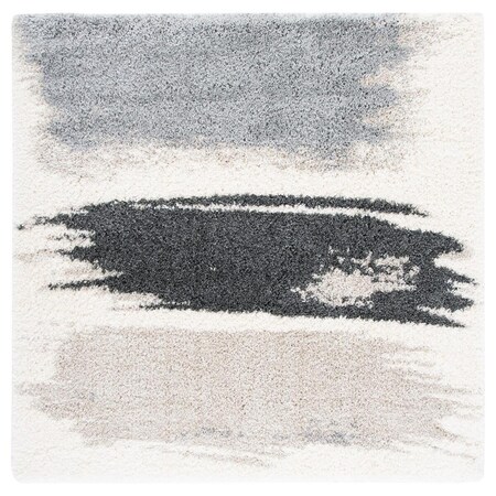 Safavieh 3 x 3 ft. Fontana Shag Contemporary Square Power Loomed Rug; Grey & Ivory FNT898F-3SQ